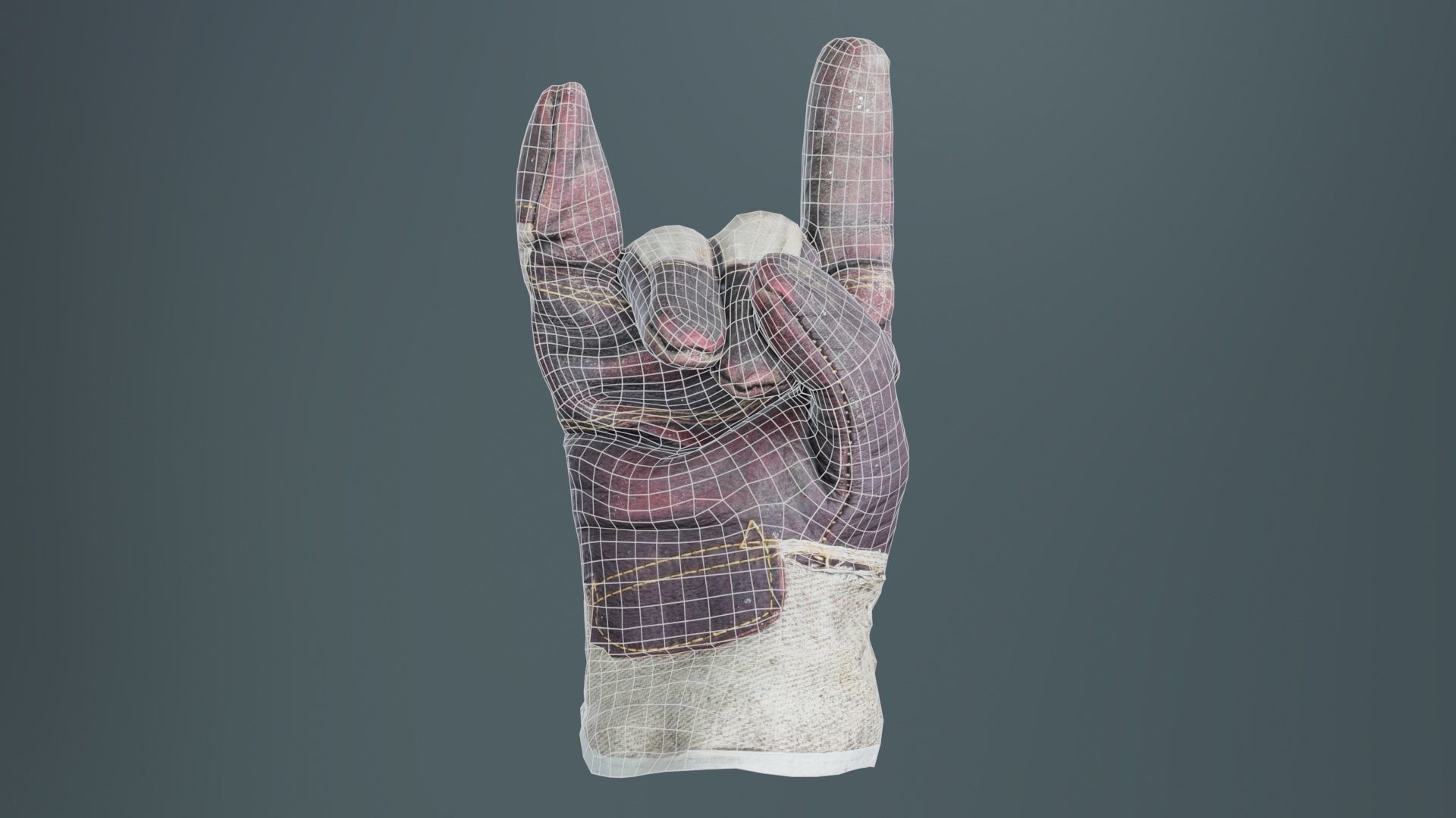 Gloved Hand 005 Low-poly 3D model_9
