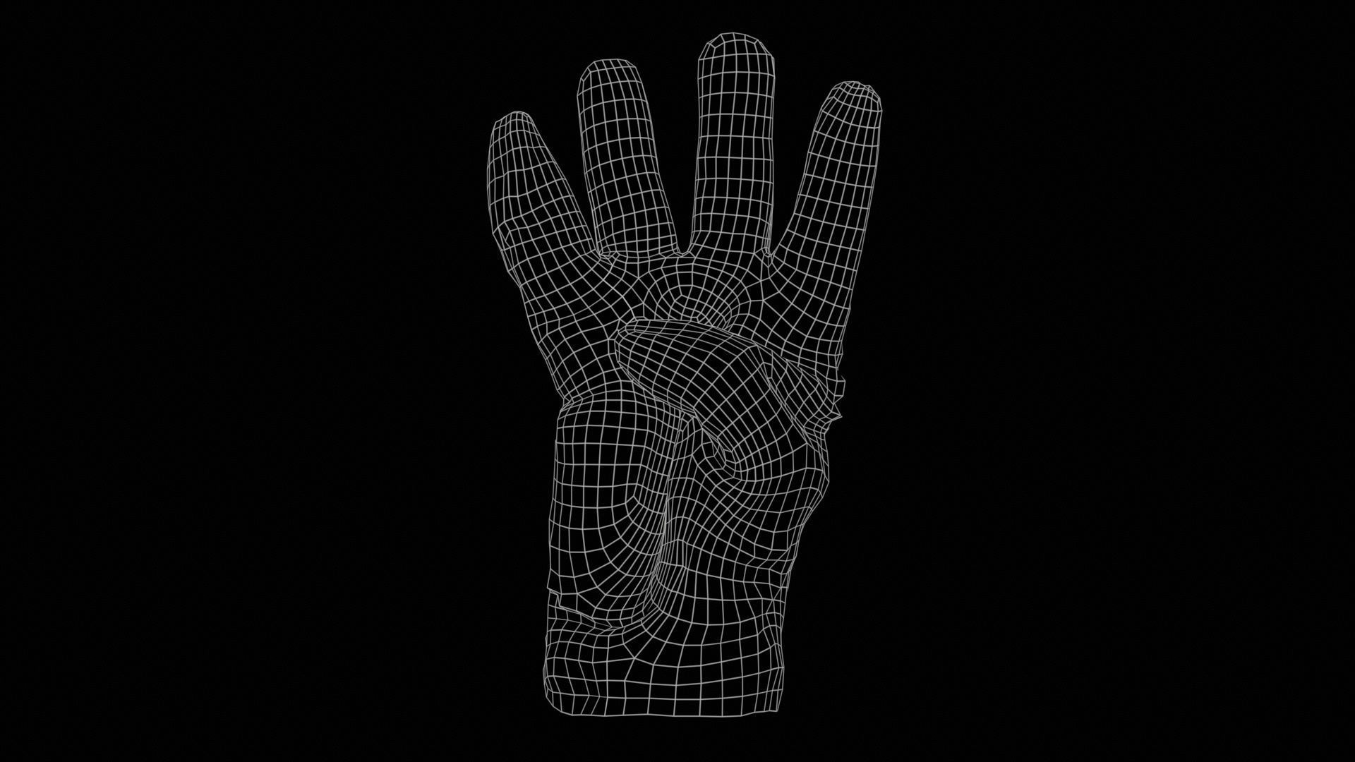 Gloved Hand 006 Low-poly 3D model_11