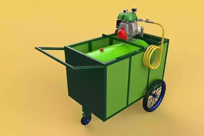 AGRICULTURE TANK GARDEN PRESSURE SPRAYER TROLLEY WASHING CART 3D model