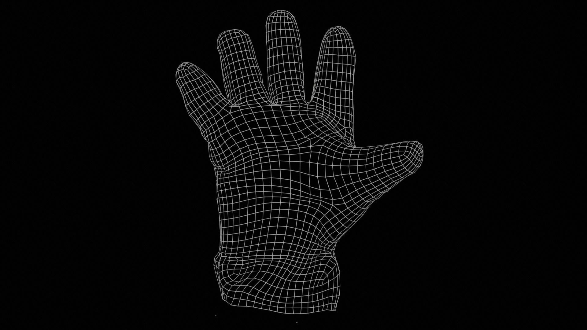 Gloved Hand 007 Low-poly 3D model_11
