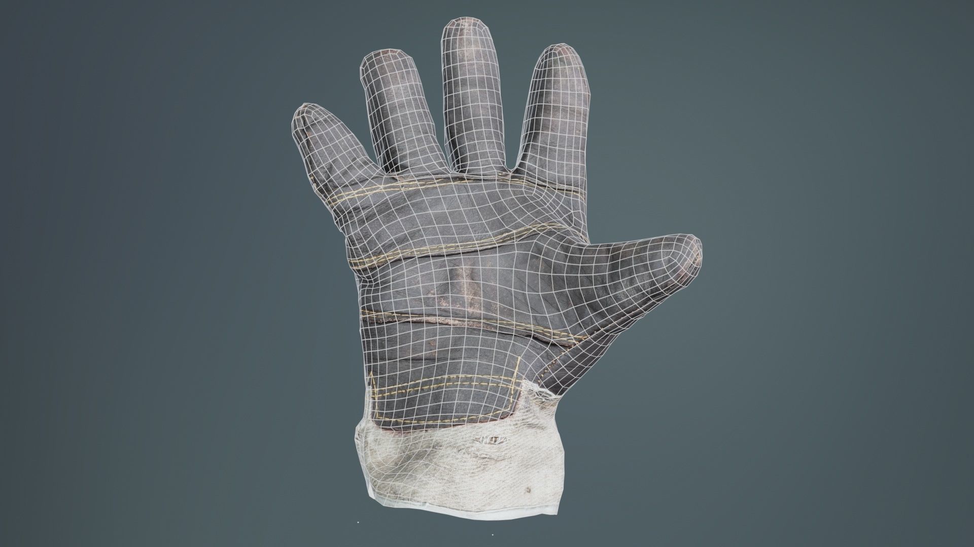 Gloved Hand 007 Low-poly 3D model_9