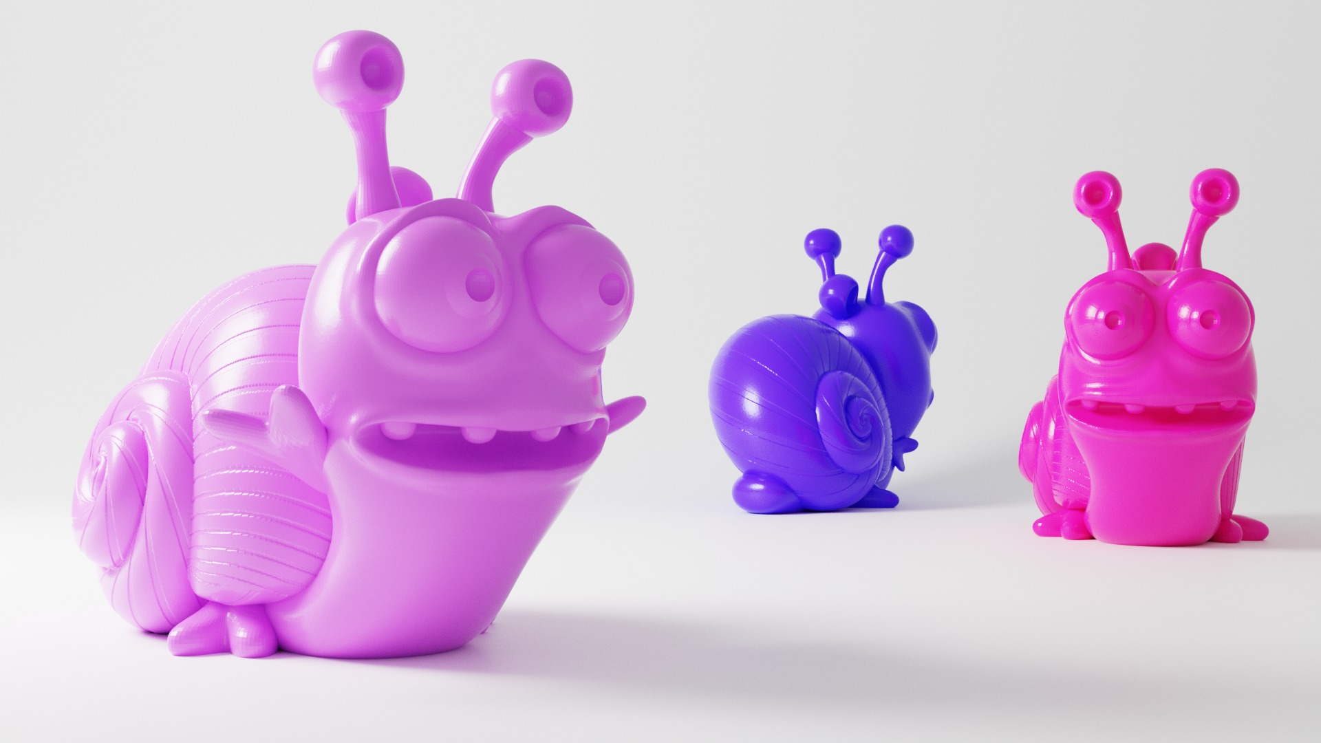 Charming Snail Trio 3D print model_14