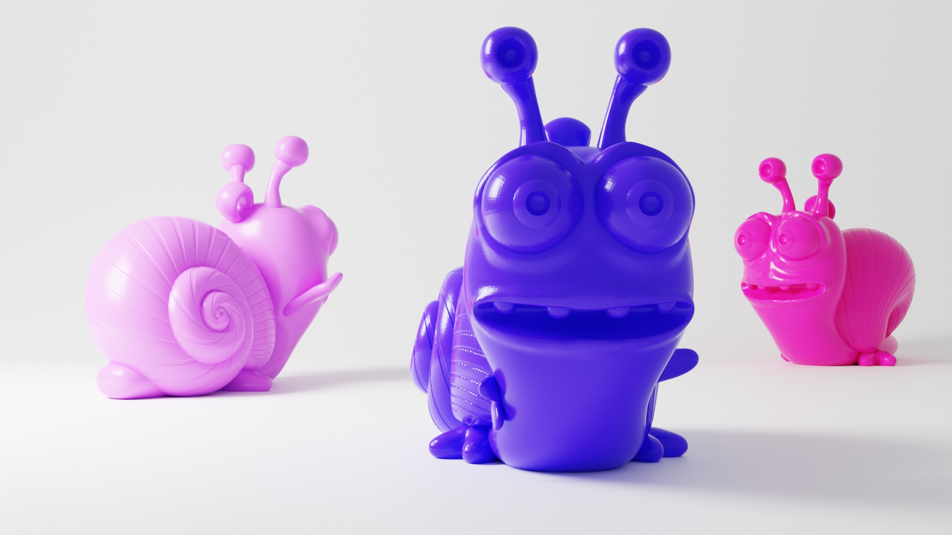 Charming Snail Trio 3D print model_11