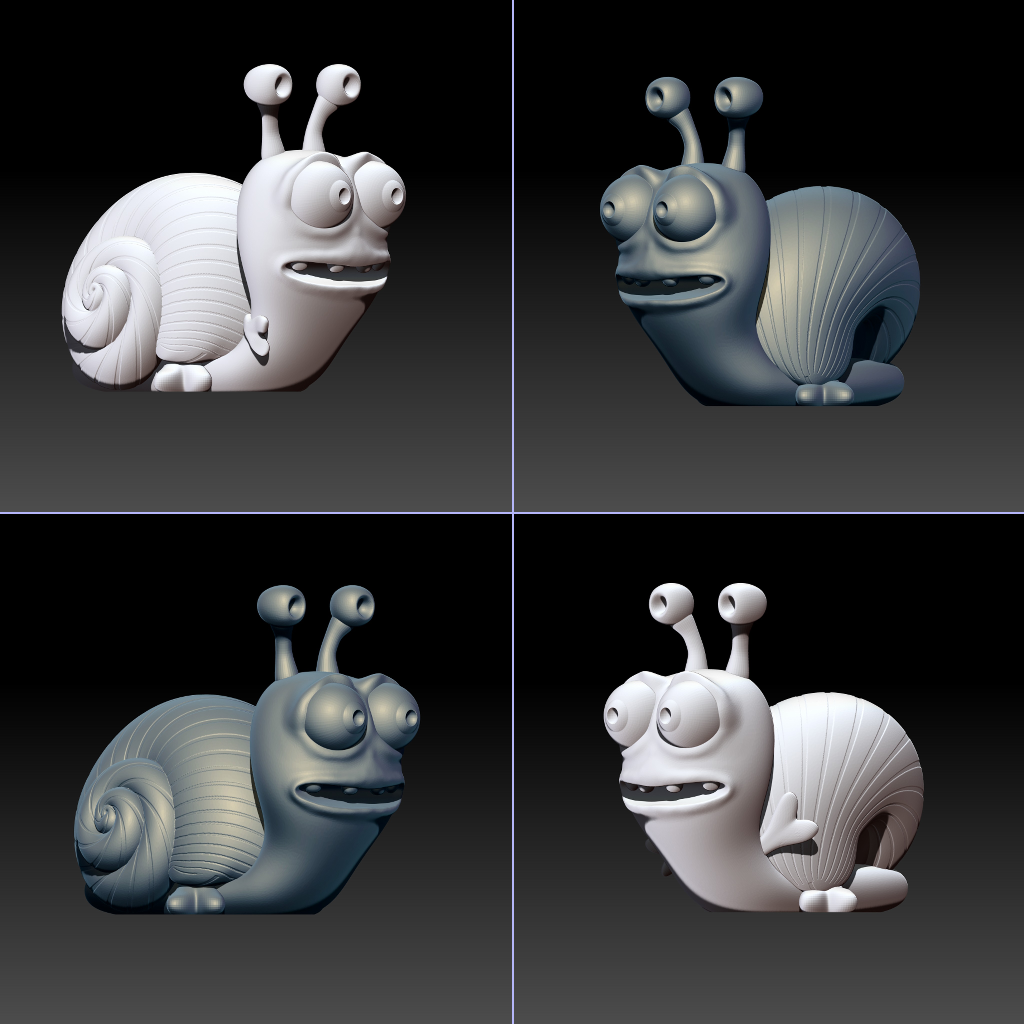 Charming Snail Trio 3D print model_10