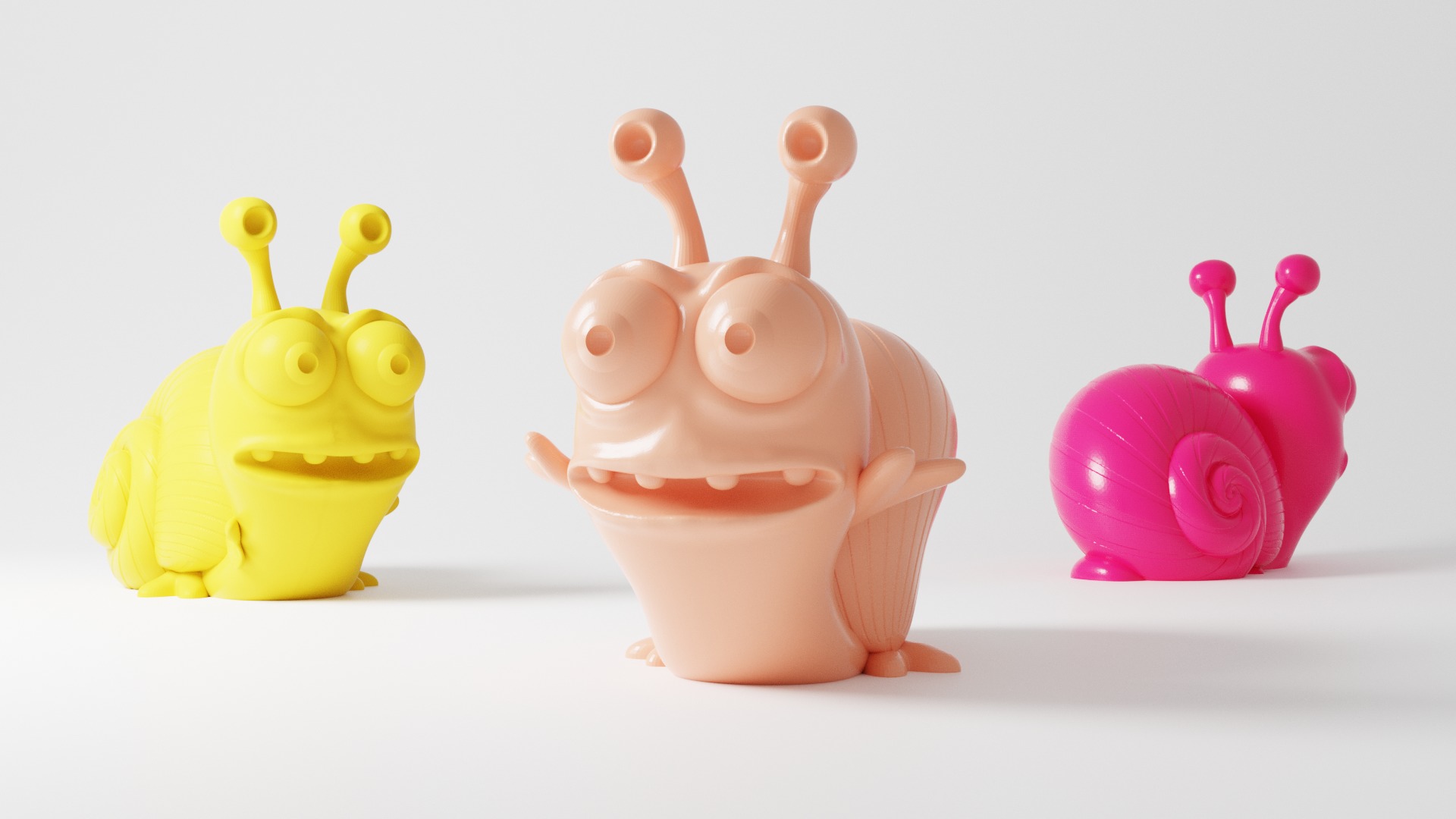 Charming Snail Trio 3D print model_13