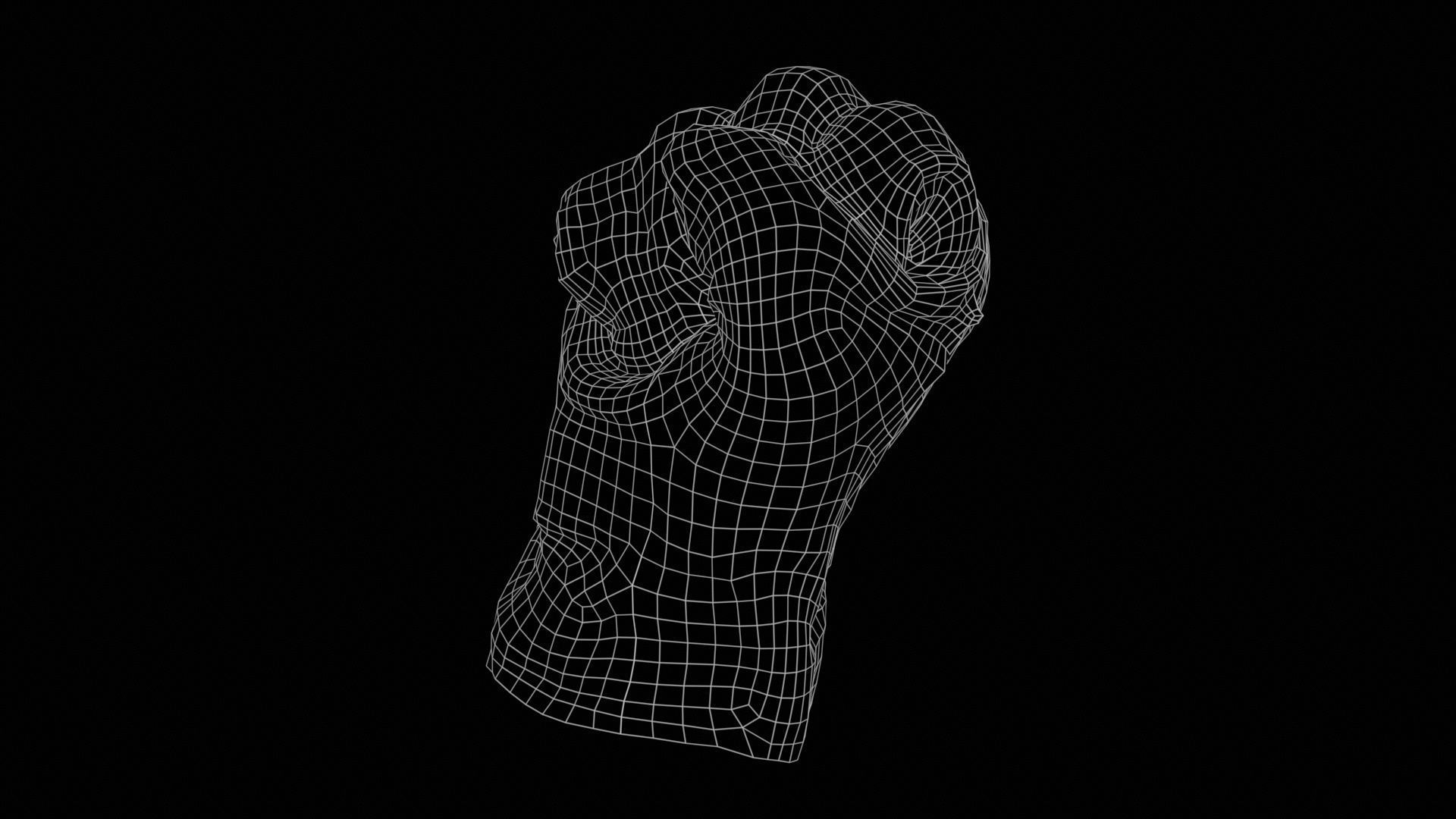 Gloved Hand 008 Low-poly 3D model_11