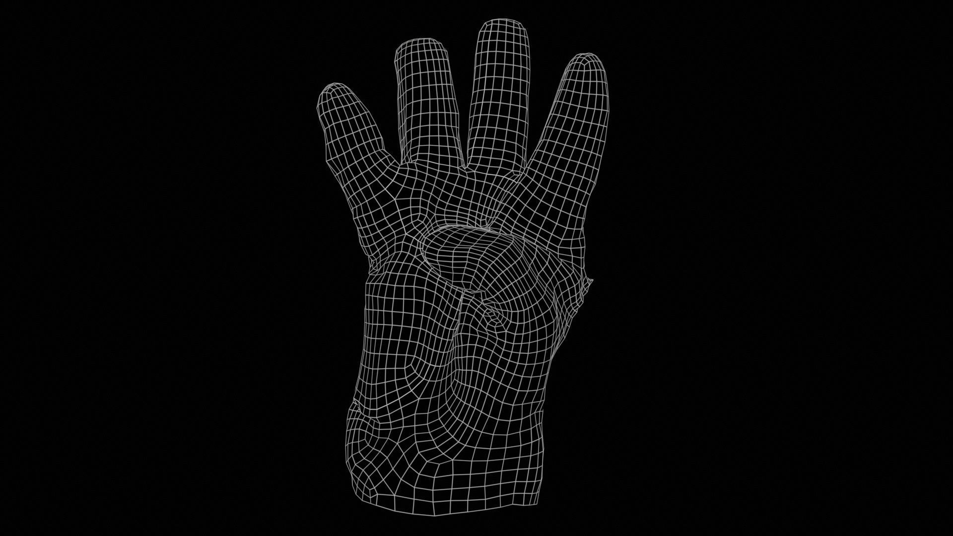 Gloved Hand 009 Low-poly 3D model_11