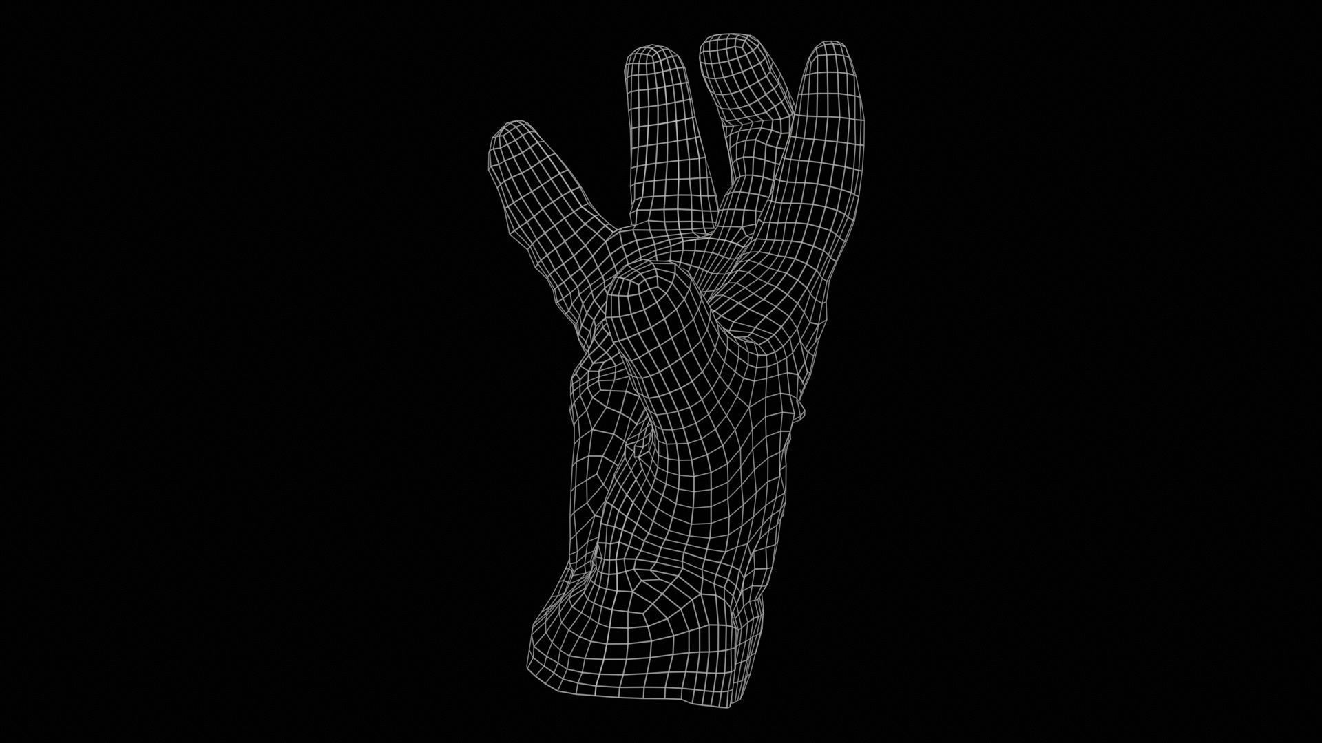 Gloved Hand 010 Low-poly 3D model_11