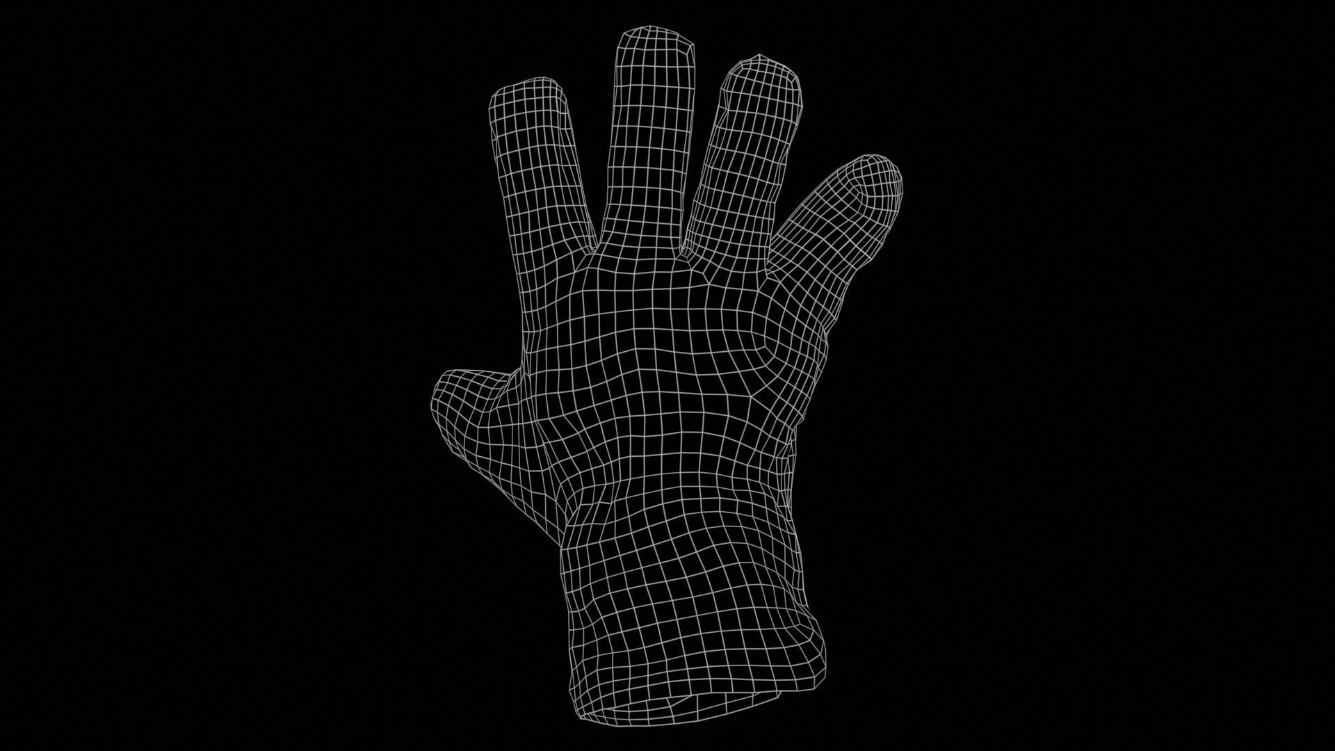 Gloved Hand 012 Low-poly 3D model_11