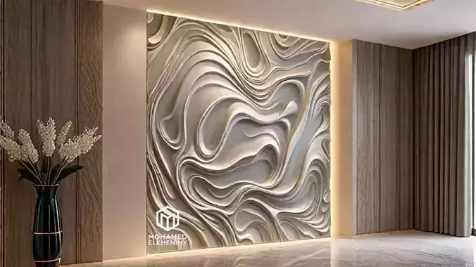 modern panel wall decor set wall relief mural CNC 133 3D model