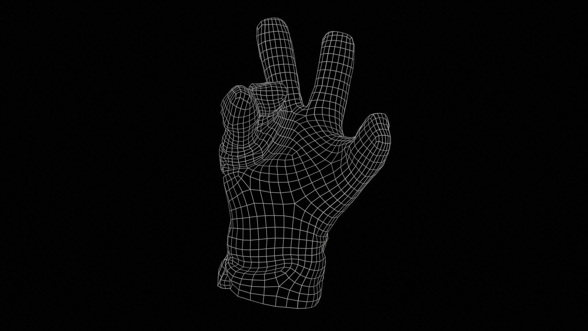 Gloved Hand 014 Low-poly 3D model_11
