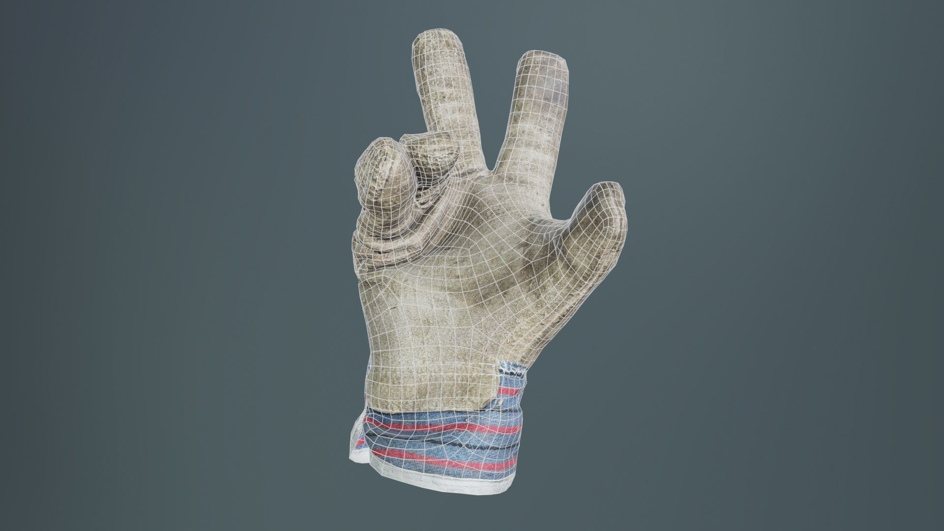 Gloved Hand 014 Low-poly 3D model_9