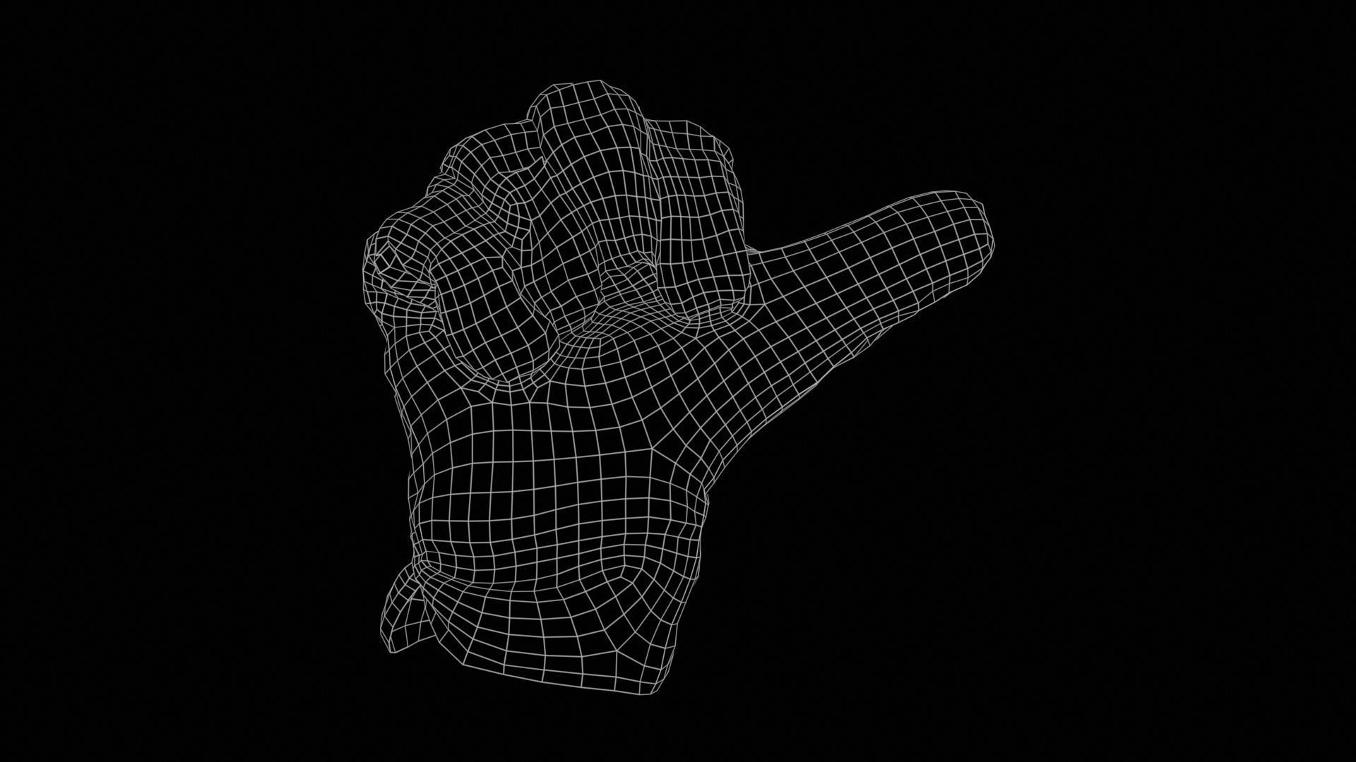 Gloved Hand 015 Low-poly 3D model_11