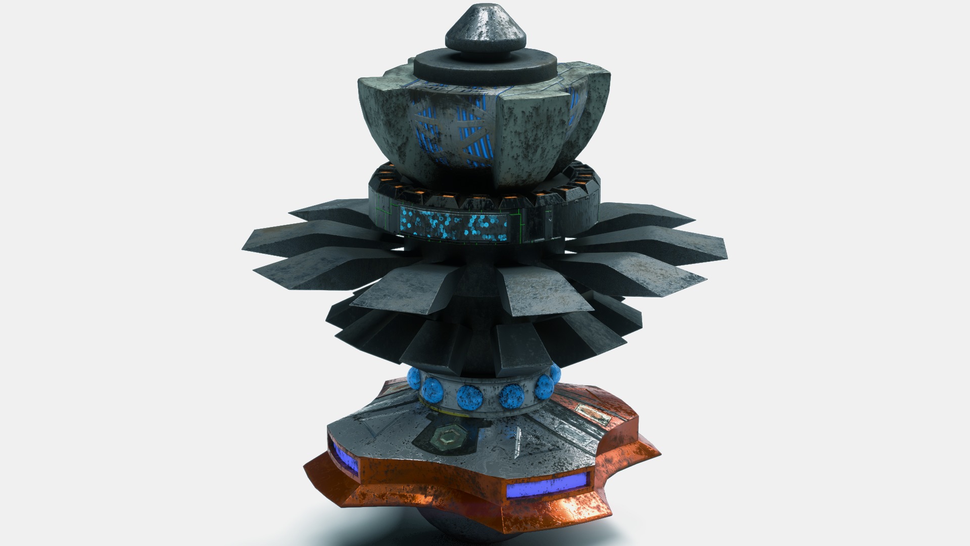 Sci fi Mechanical robot Machine Low-poly 3D model_6