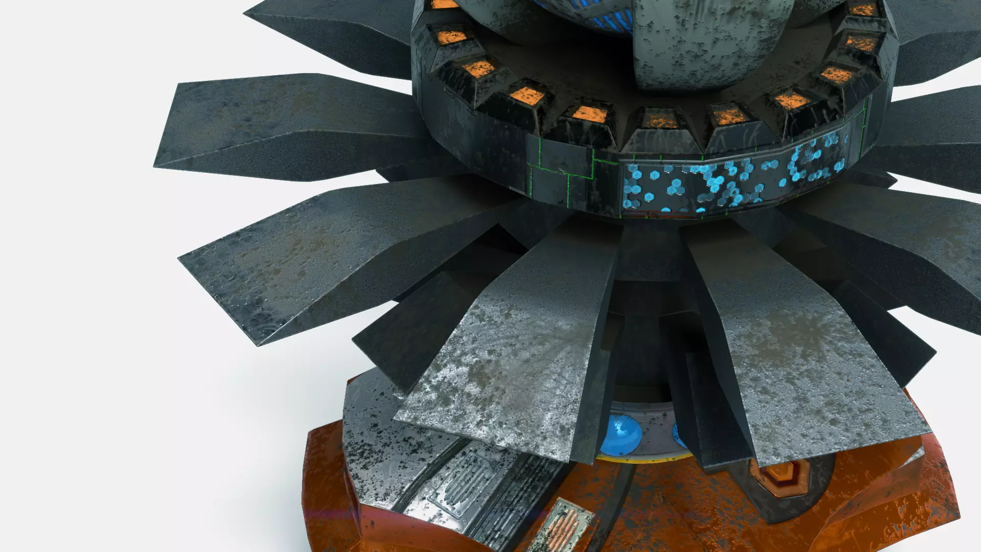 Sci fi Mechanical robot Machine Low-poly 3D model_0