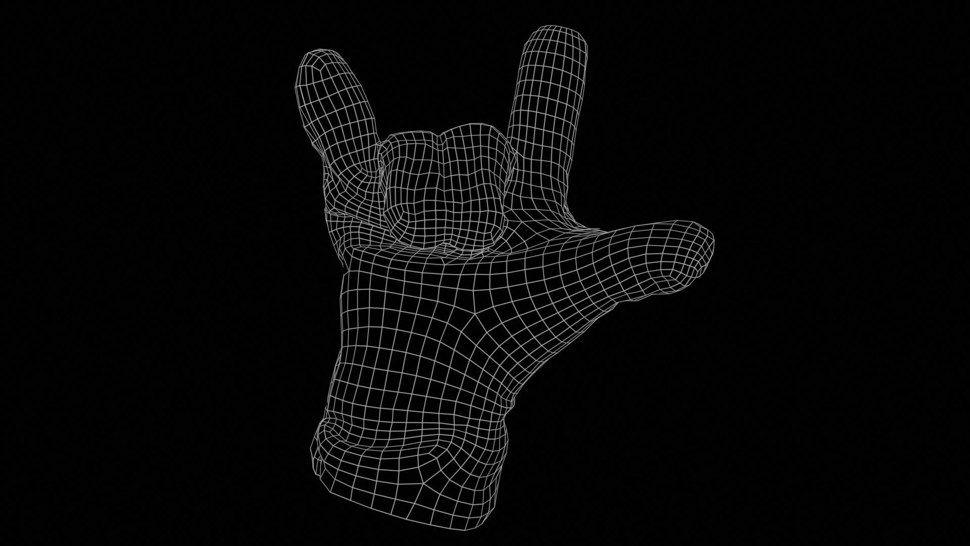 Gloved Hand 016 Low-poly 3D model_11