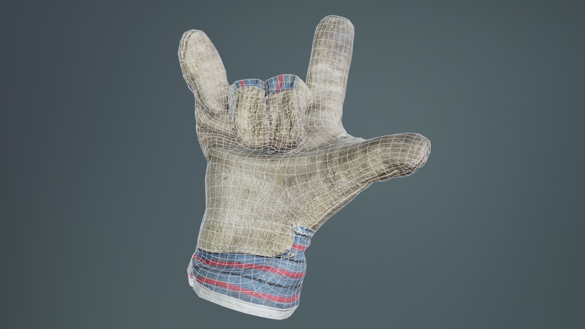Gloved Hand 016 Low-poly 3D model_9