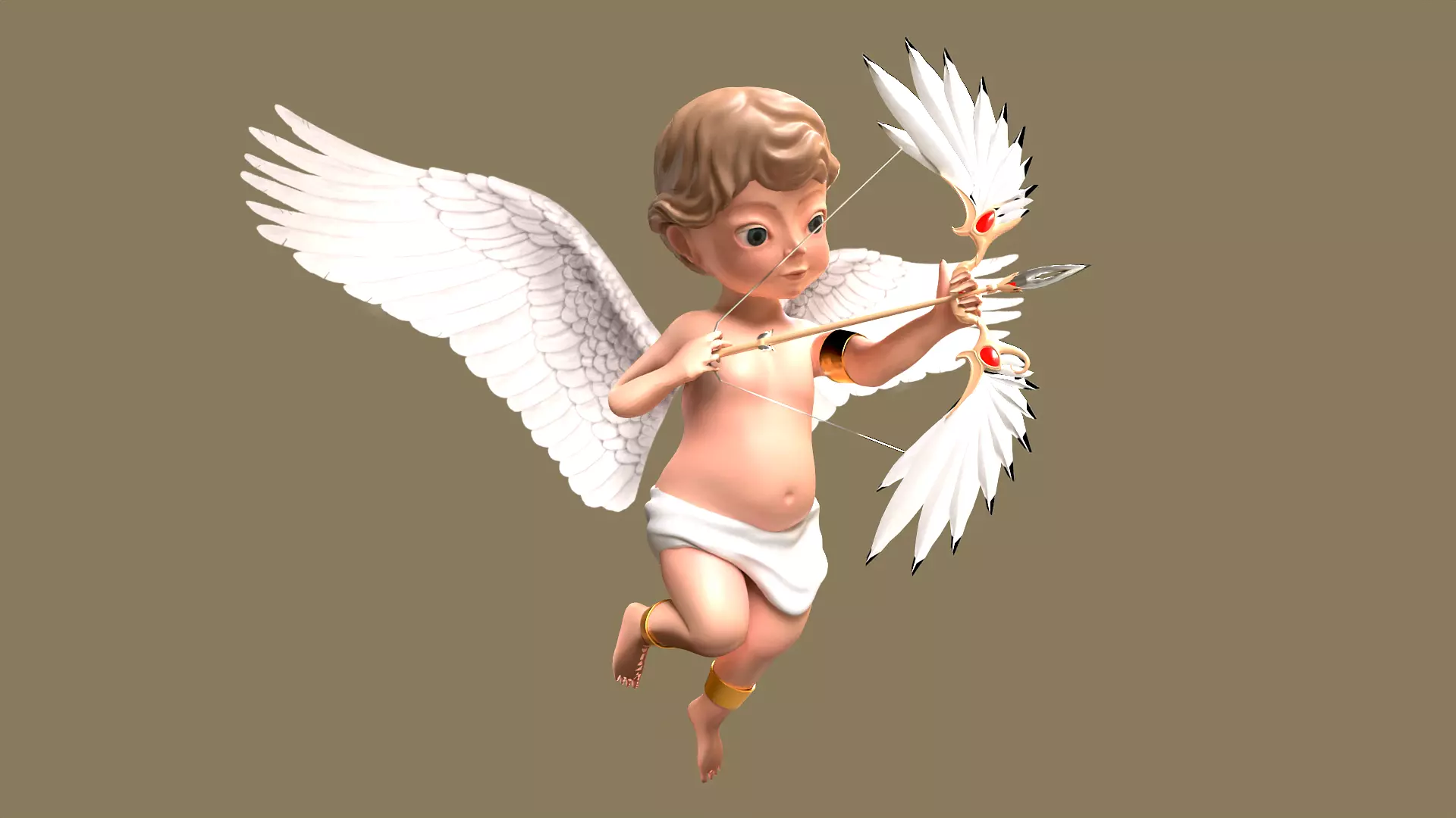 Cupid with bow and arrow Low-poly 3D model