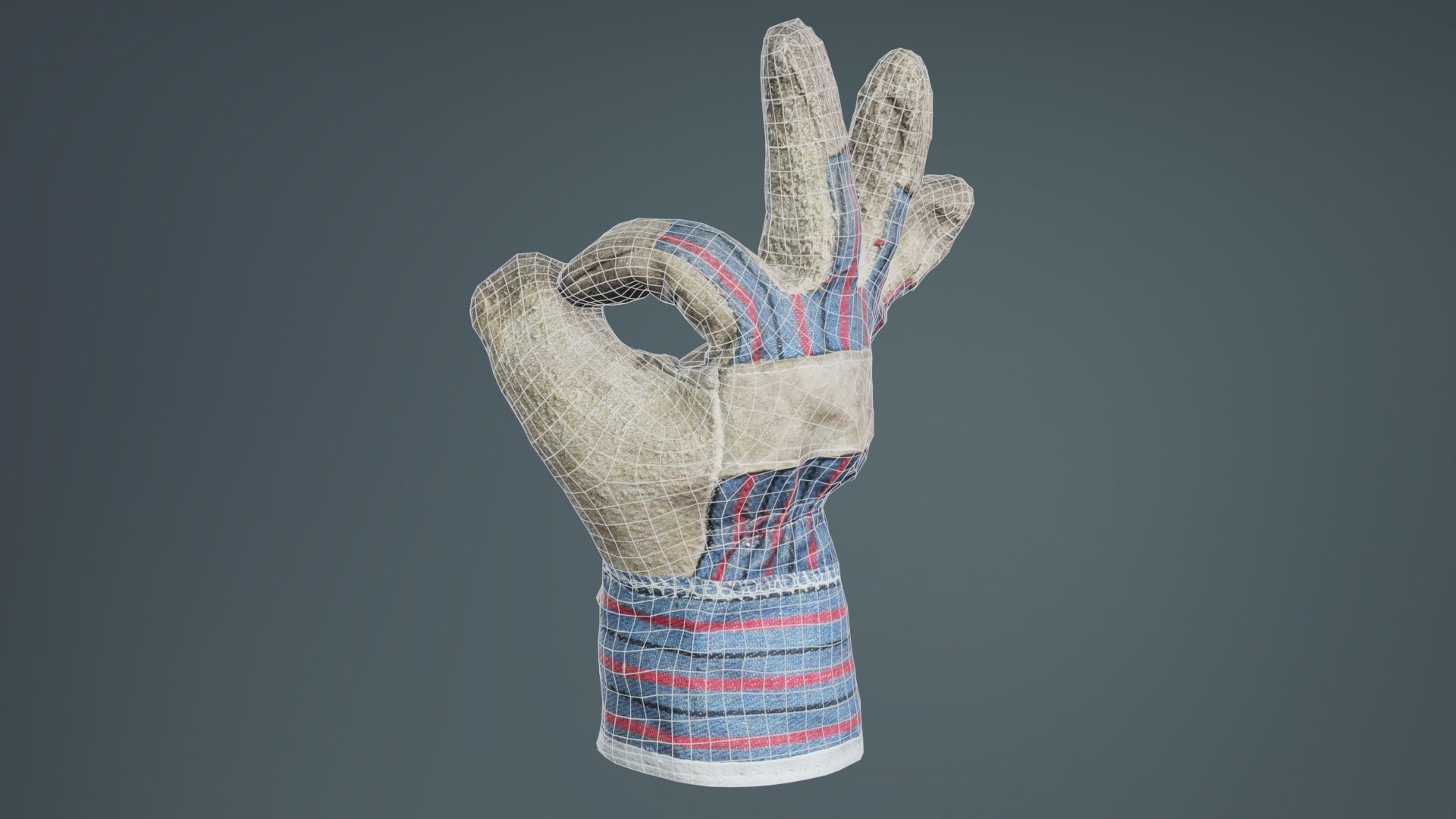 Gloved Hand 017 Low-poly 3D model_9