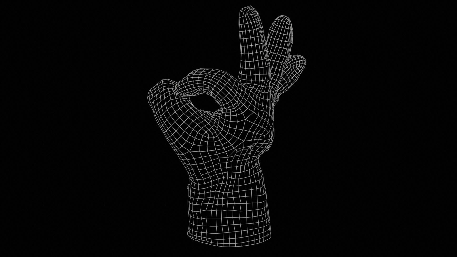 Gloved Hand 017 Low-poly 3D model_11