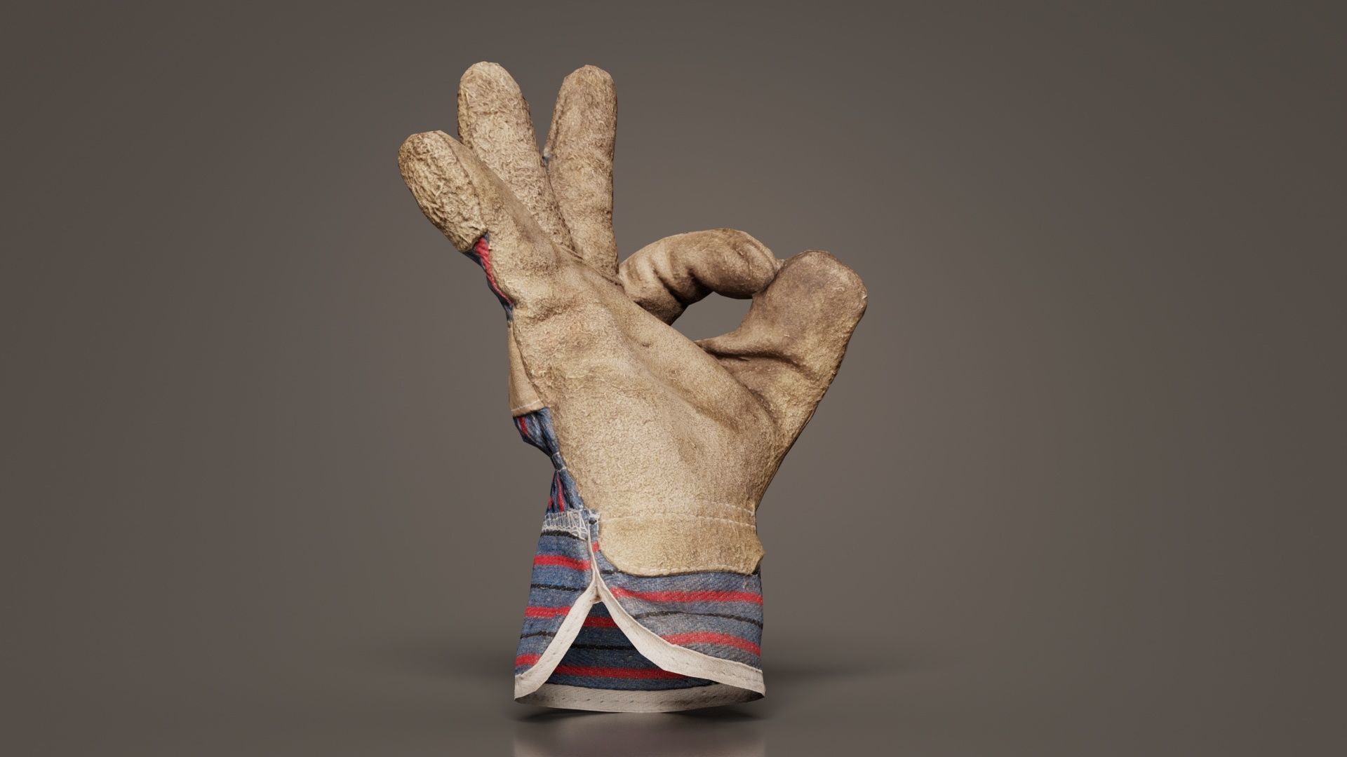 Gloved Hand 017 Low-poly 3D model_6