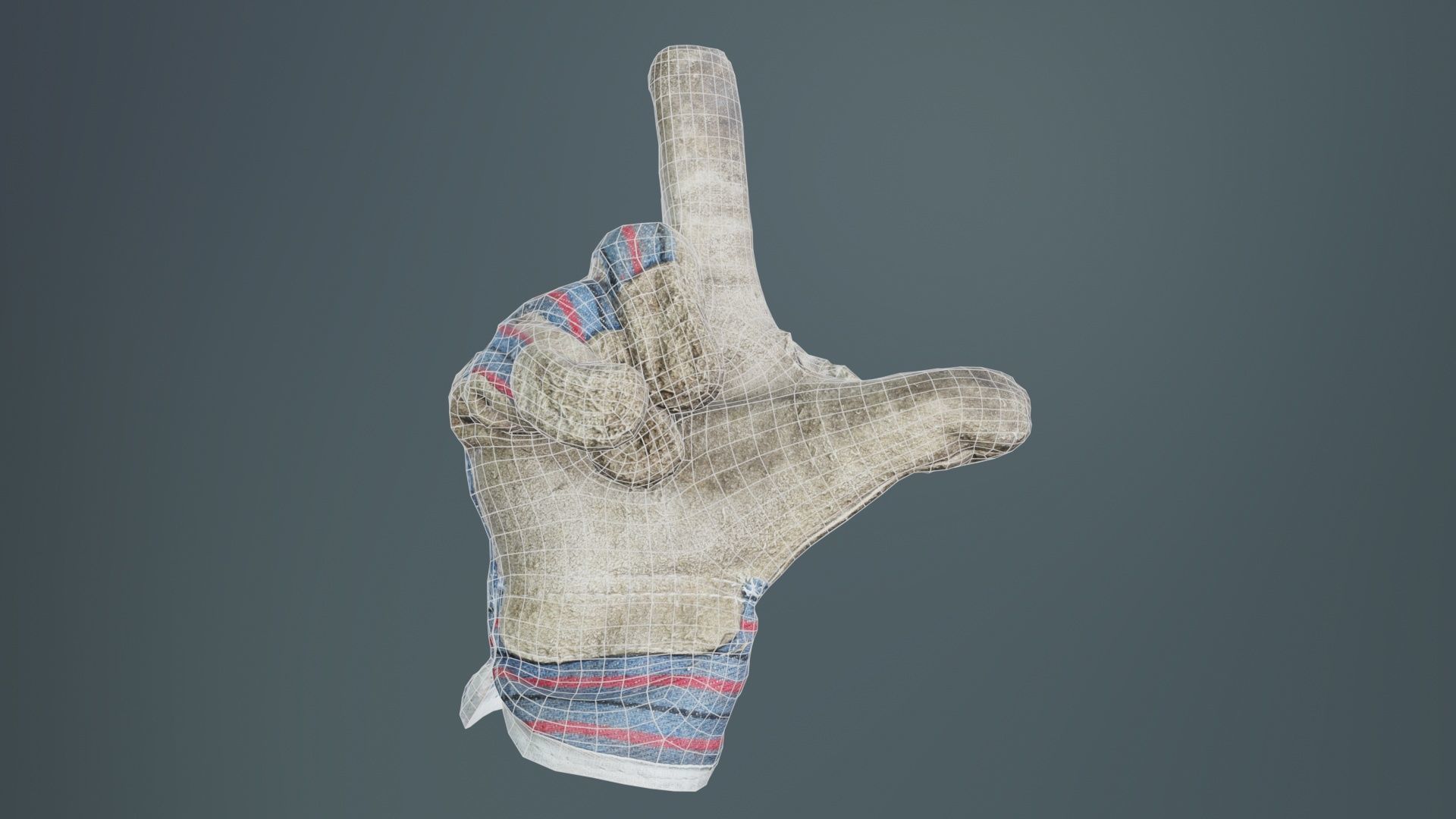 Gloved Hand 018 Low-poly 3D model_9