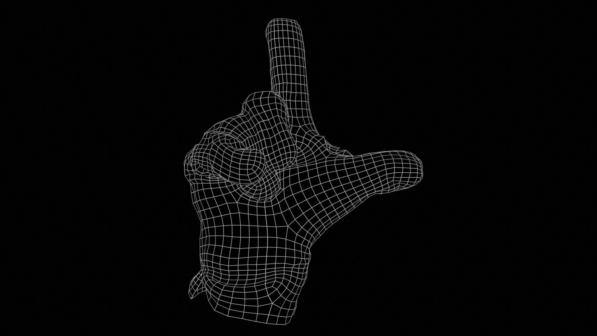 Gloved Hand 018 Low-poly 3D model_11