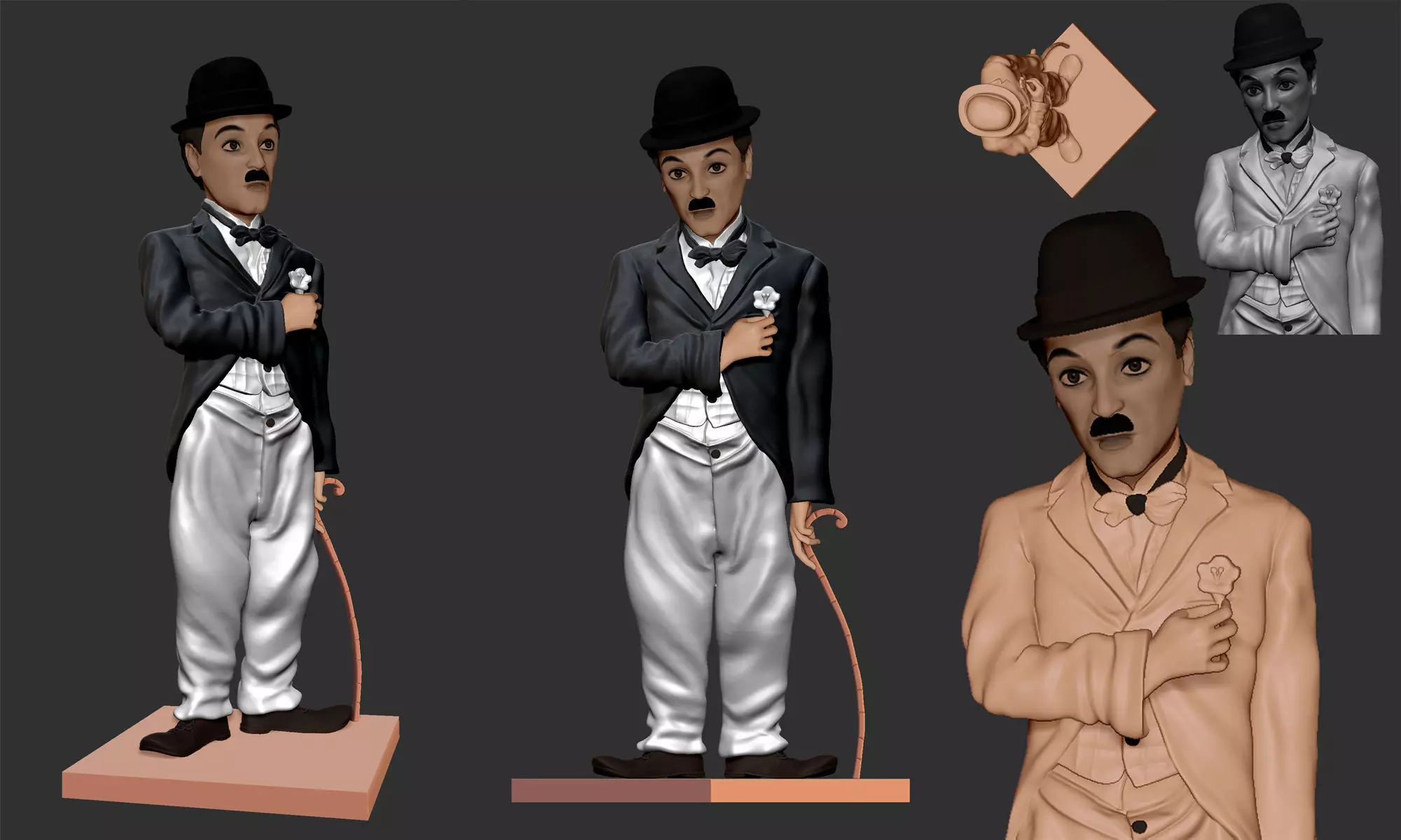 Charlie Chaplin statue 3D print model_0