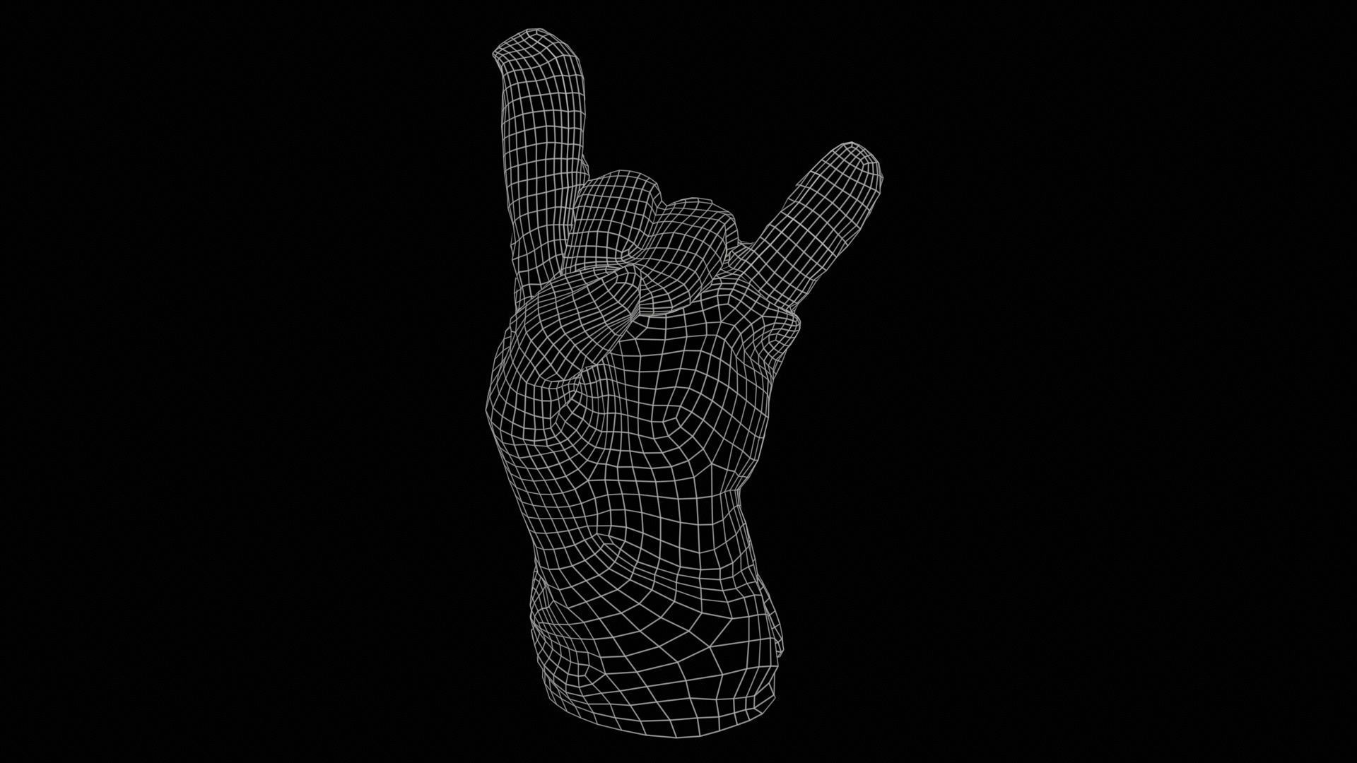 Gloved Hand 021 Low-poly 3D model_11