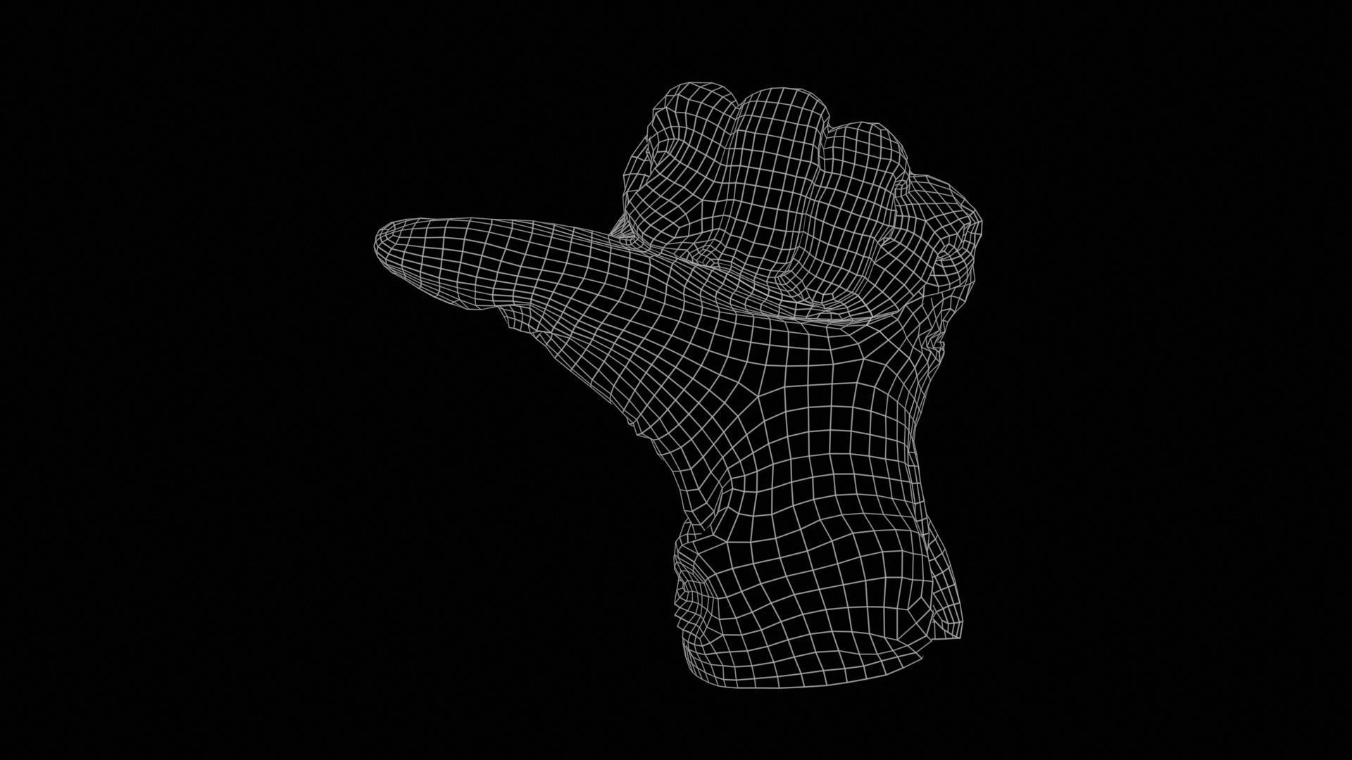 Gloved Hand 022 Low-poly 3D model_11