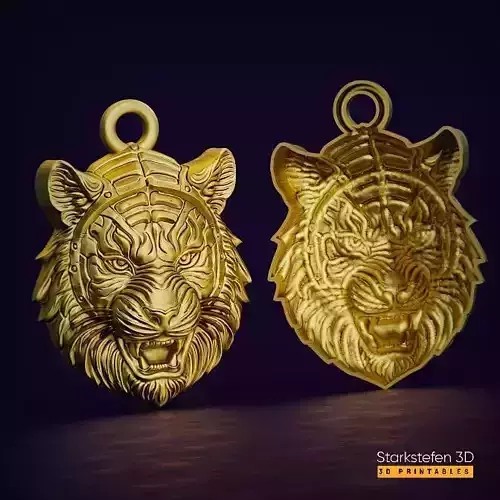 Tiger Pendant 3D Model STL Format for 3D Printing