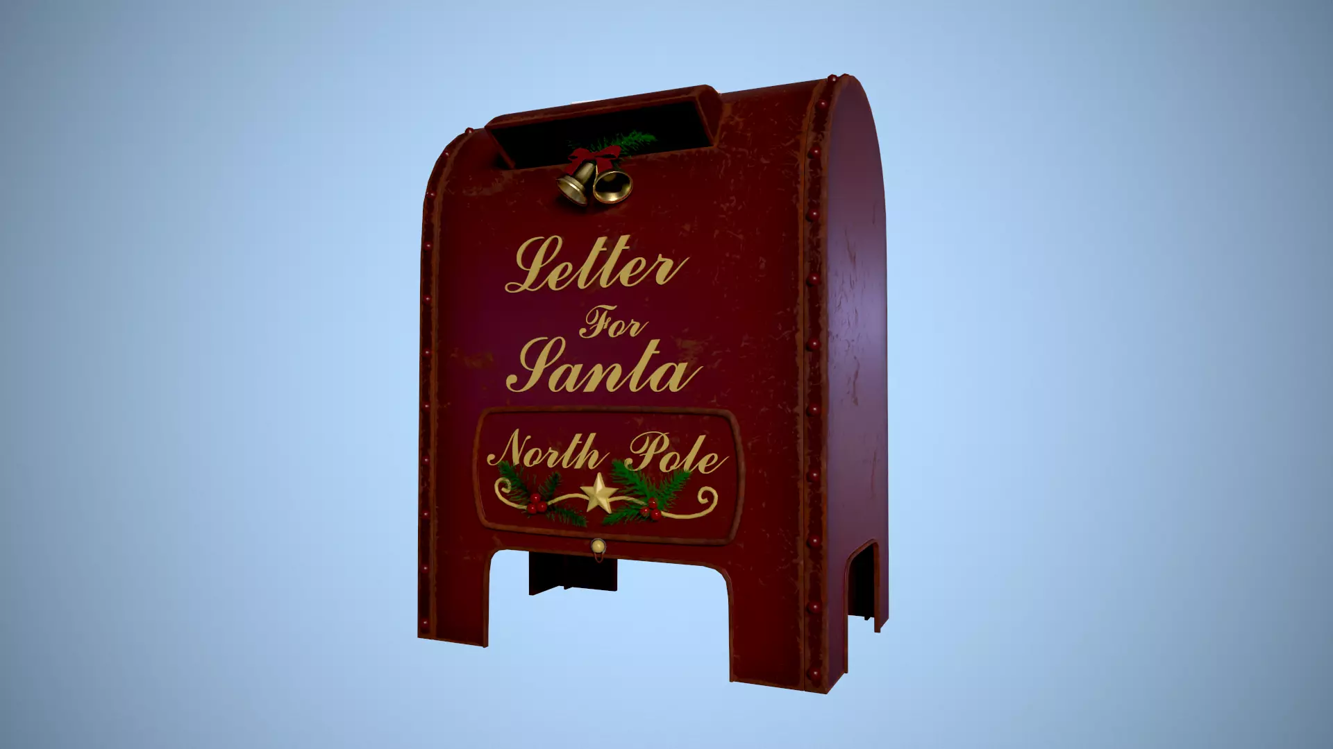 Christmas Mailbox Letters to Santa Post Box Low-poly 3D model_0