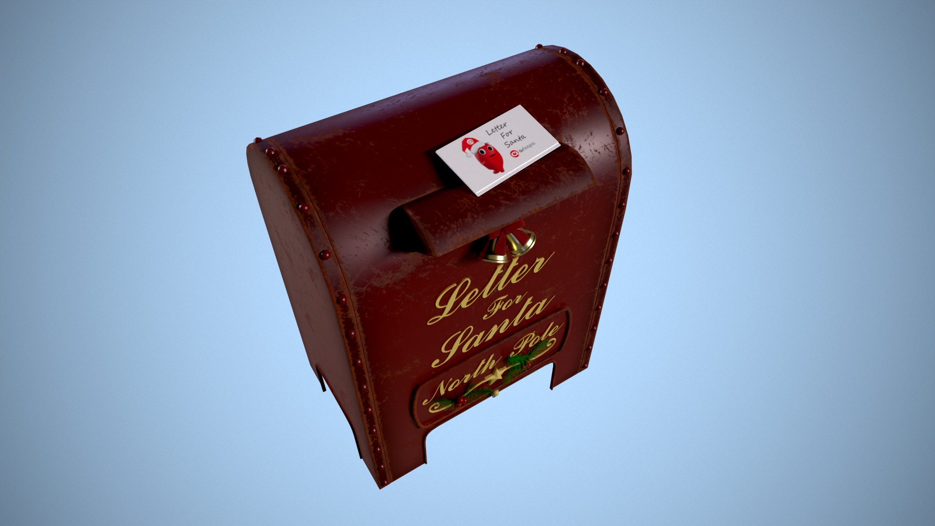 Christmas Mailbox Letters to Santa Post Box Low-poly 3D model_3