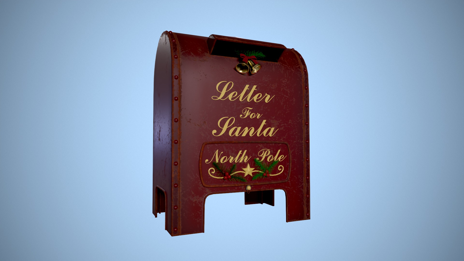 Christmas Mailbox Letters to Santa Post Box Low-poly 3D model_1