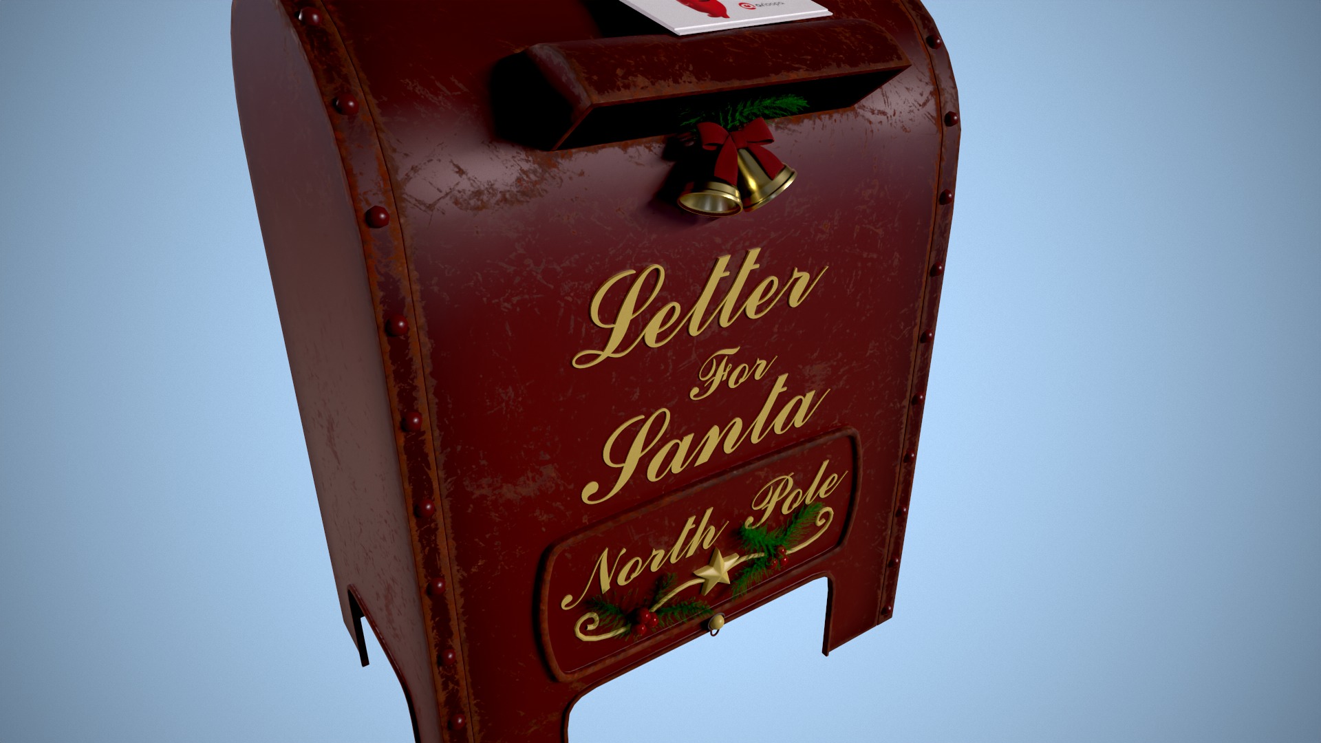 Christmas Mailbox Letters to Santa Post Box Low-poly 3D model_4