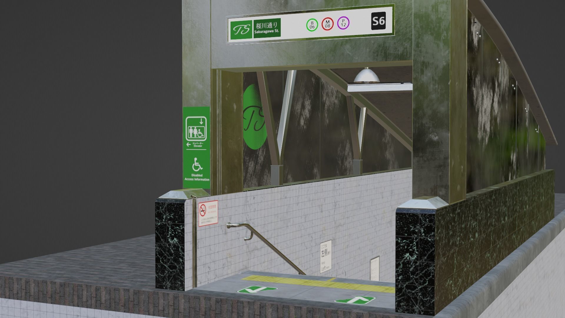 Subway Entrance Low-poly 3D model_16