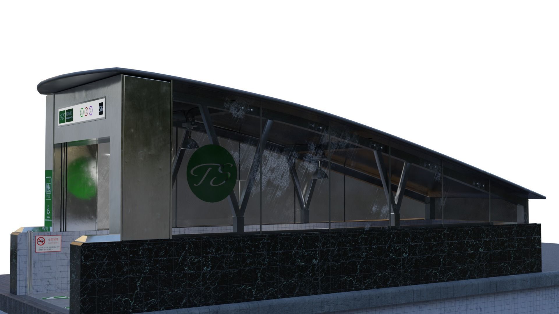 Subway Entrance Low-poly 3D model_1