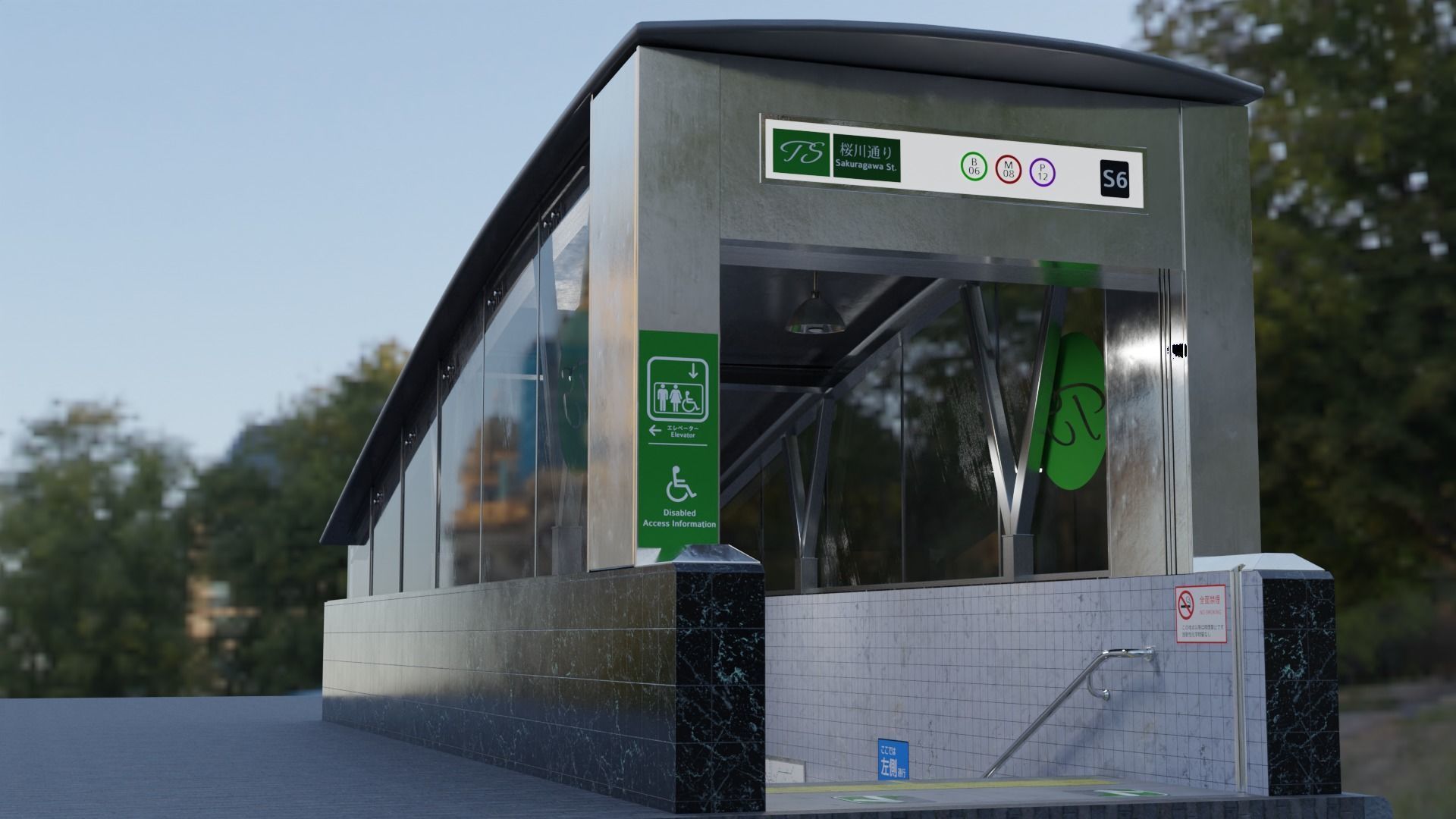 Subway Entrance Low-poly 3D model_18