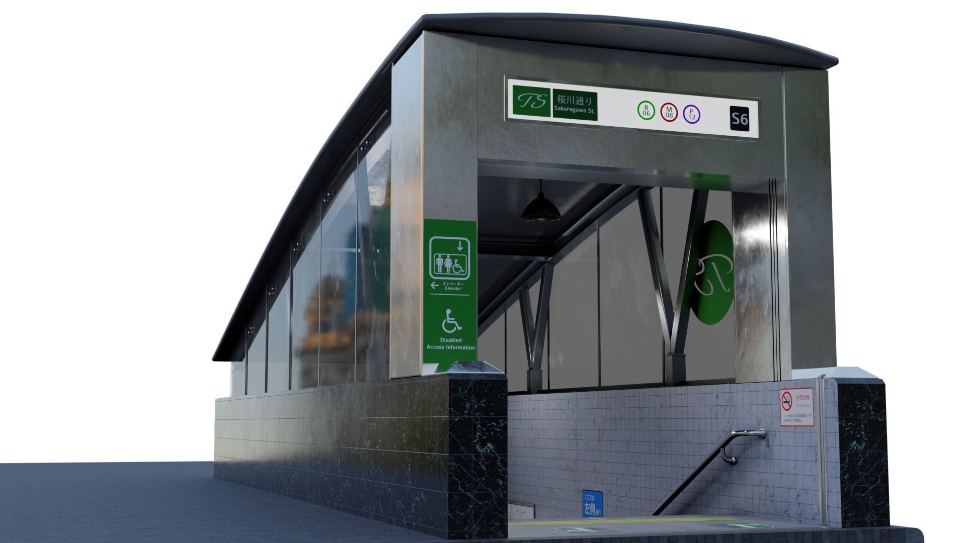 Subway Entrance Low-poly 3D model_15
