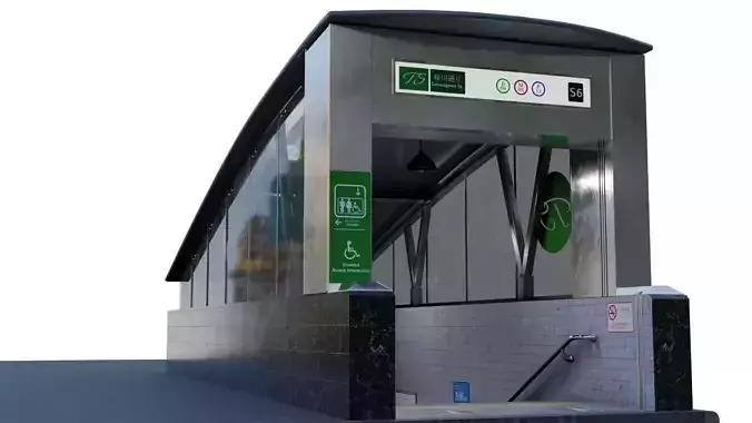 Subway Entrance Low-poly 3D model