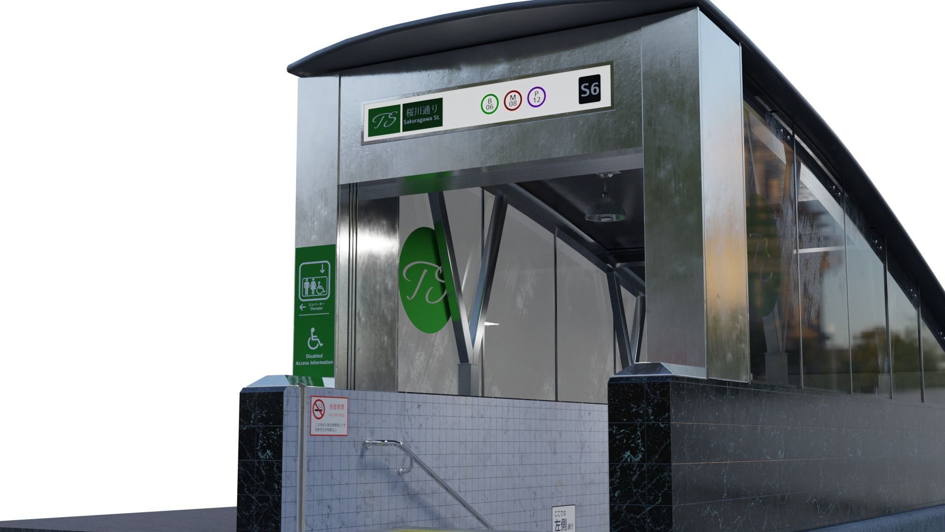 Subway Entrance Low-poly 3D model_4