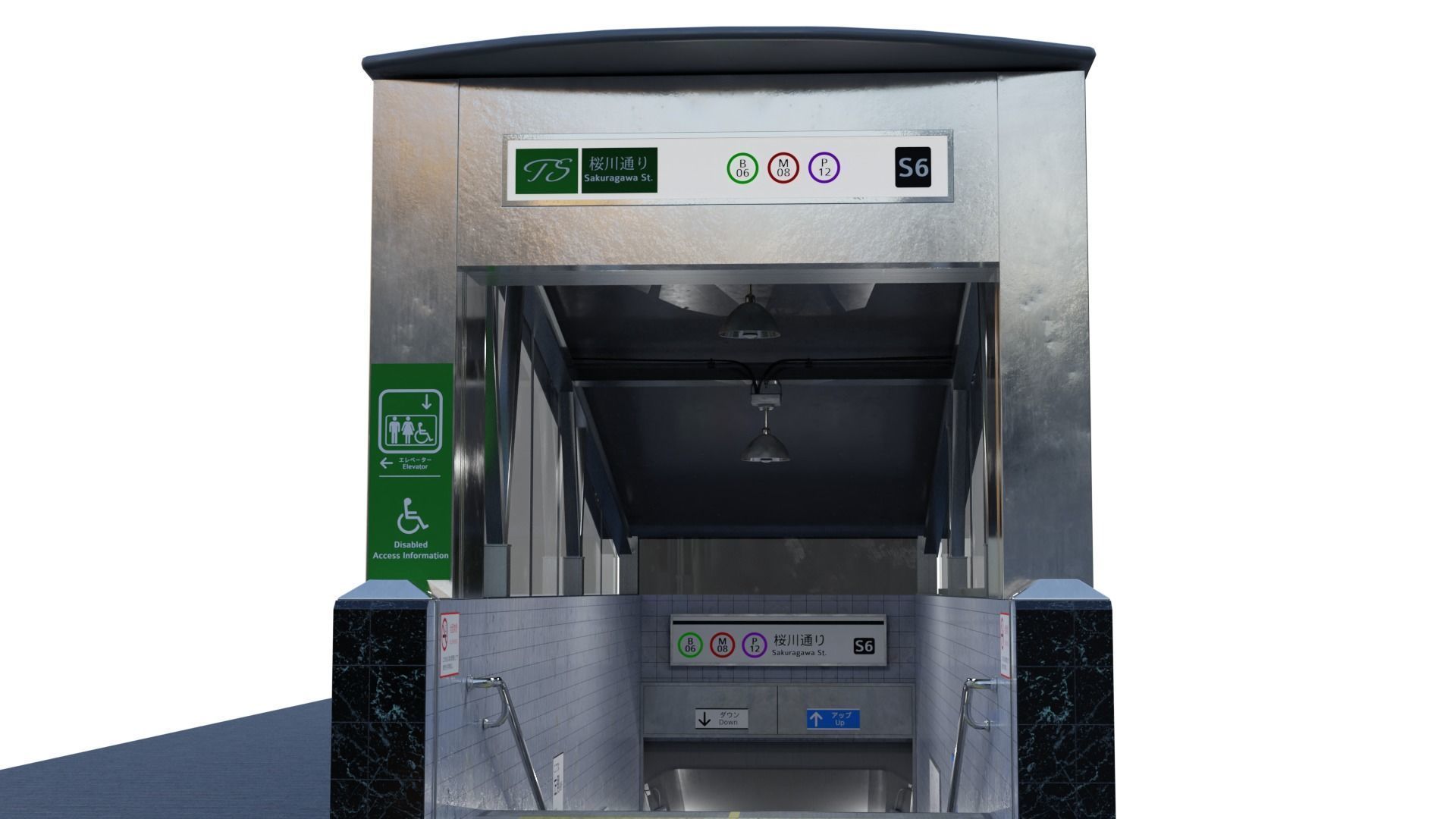 Subway Entrance Low-poly 3D model_14