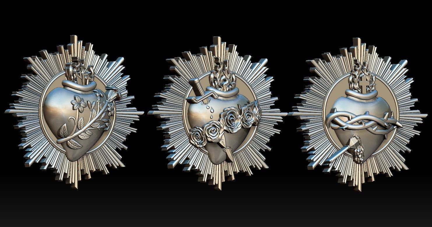 Three sacred hearts 3D print model 3D Model Collection 2 _2
