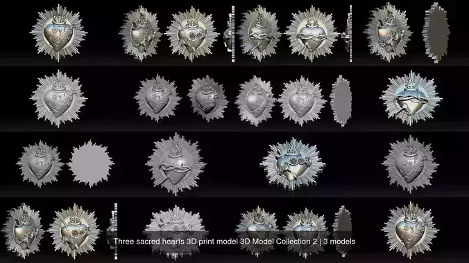 Three sacred hearts 3D print model 3D Model Collection 2