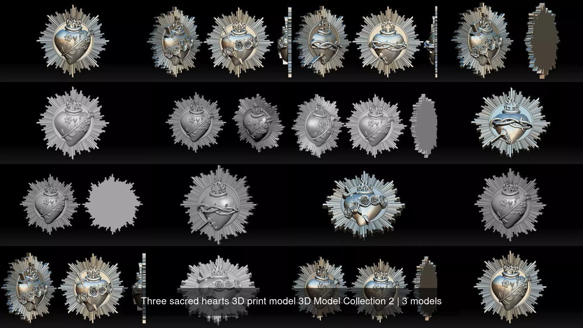 Three sacred hearts 3D print model 3D Model Collection 2 _1