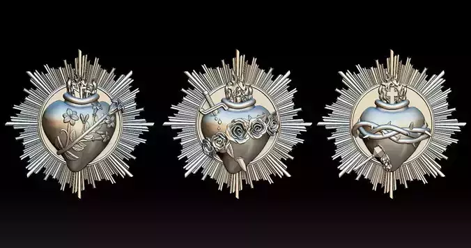 Three sacred hearts 3D print model 3D Model Collection 2 