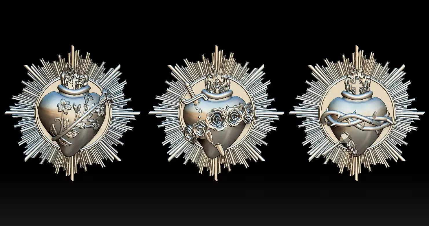 Three sacred hearts 3D print model 3D Model Collection 2 _0