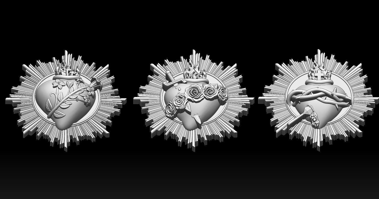 Three sacred hearts 3D print model 3D Model Collection 2 _3