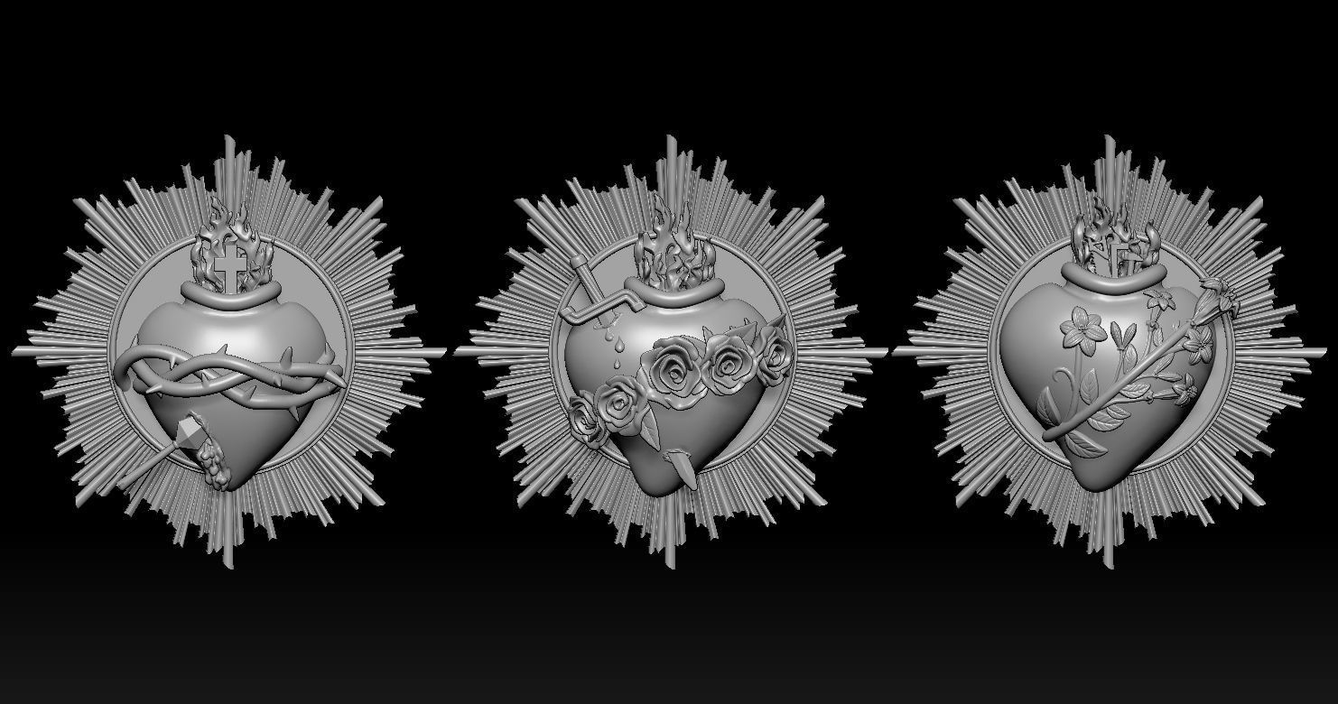 Three sacred hearts 3D print model 3D Model Collection 2 _8