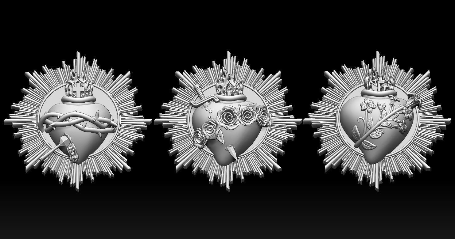 Three sacred hearts 3D print model 3D Model Collection 2 _6